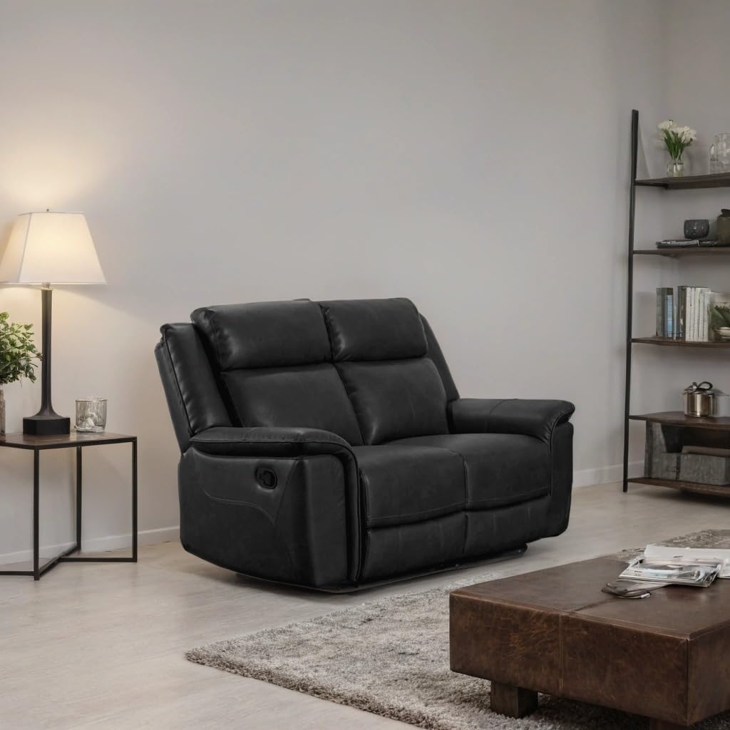 Toronto 3+2 Seater Reclining Leather Sofa Set – Manual Recliners – Leathaire Upholstery – Padded Arms – Living Room Sofas
