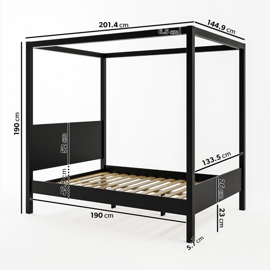 Victoria Four Poster Bed Frame – Solid Pine – Painted Finish – Classic Canopy Style – Slatted Wooden Base – Elegant Bedroom Furniture