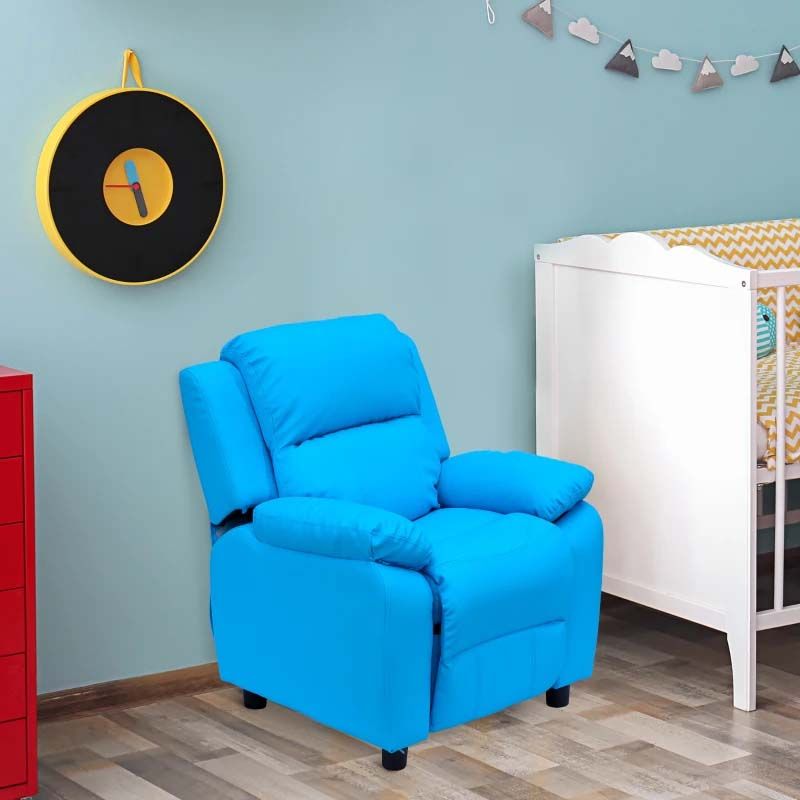 Kids Recliner Armchair with Storage  Comfortable Blue and pink Chair for Children’s Rooms UK