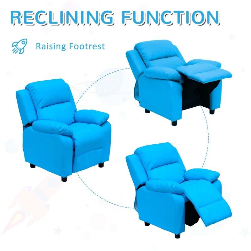 Kids Recliner Armchair with Storage  Comfortable Blue and pink Chair for Children’s Rooms UK