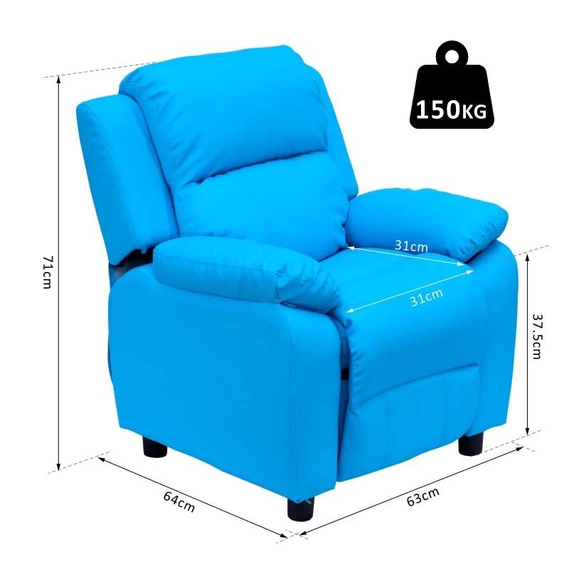 Kids Recliner Armchair with Storage  Comfortable Blue and pink Chair for Children’s Rooms UK