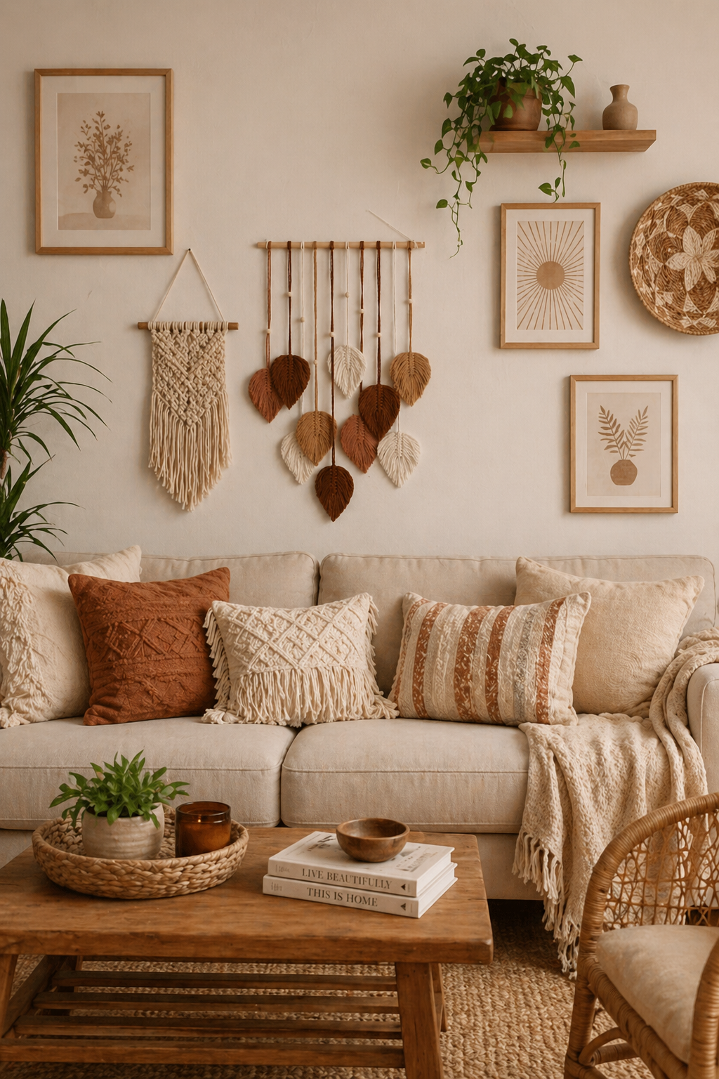 Leaf Macrame Wall Tapestry – Boho Cotton Wall Hanging