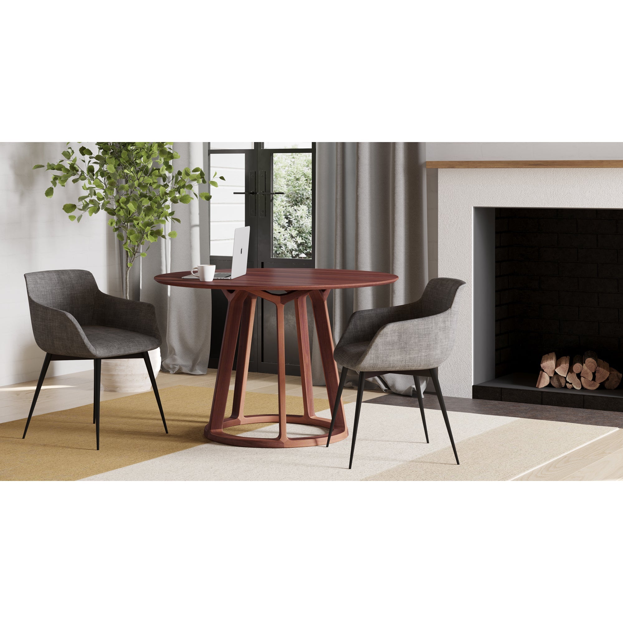 Moe's Home Aldo Round Dining Table Walnut