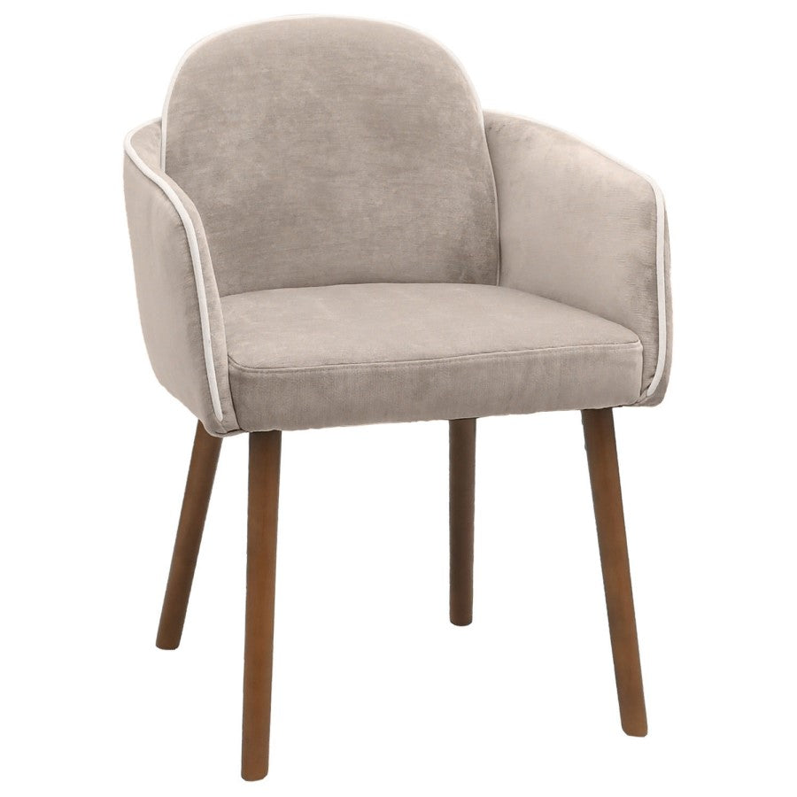 Set of 2 Beige Upholstered Dining Chairs  Modern Padded Chairs for Dining Room & Kitchen UK