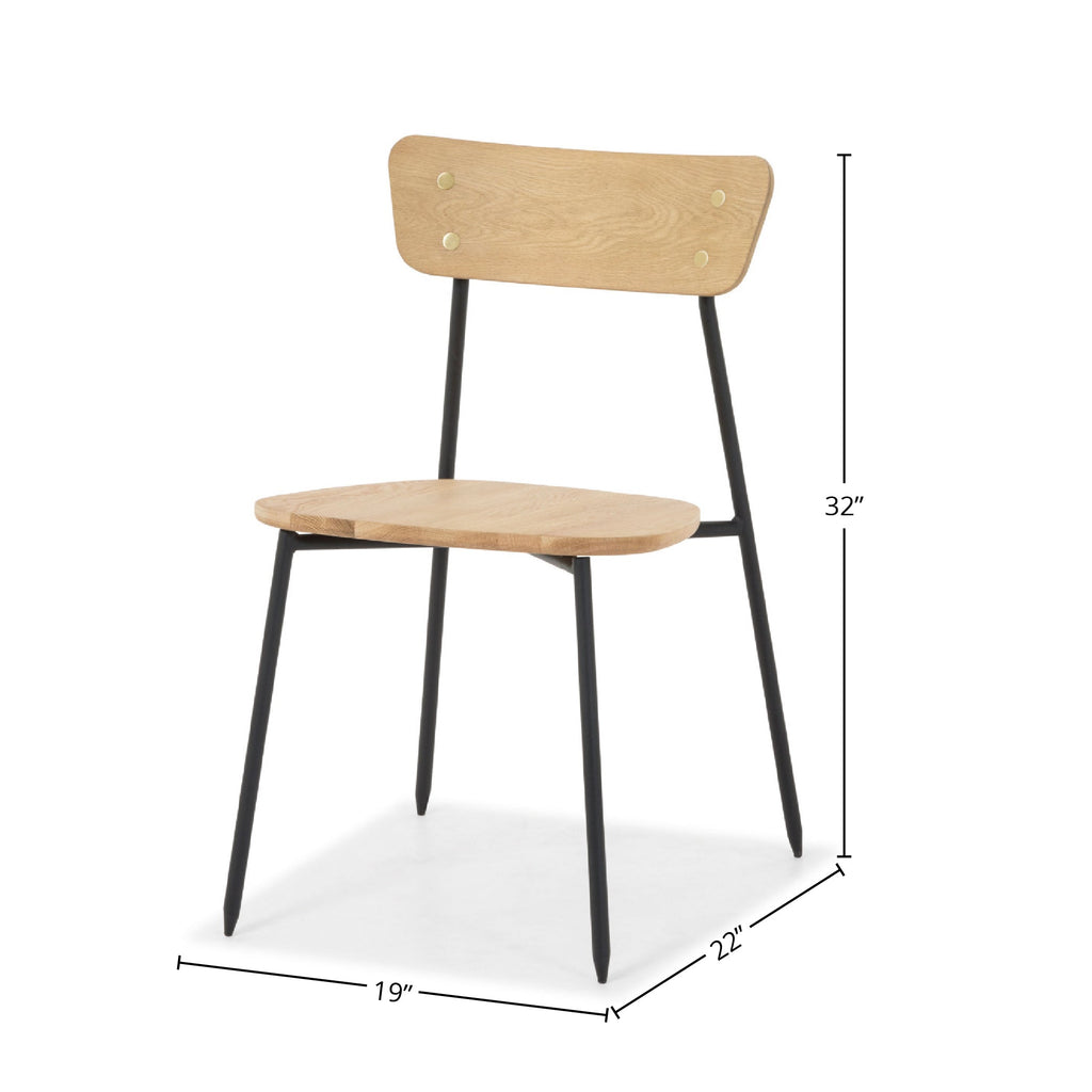 LH Home Colton Dining Chair Natural Wood Seat (Set of 2)