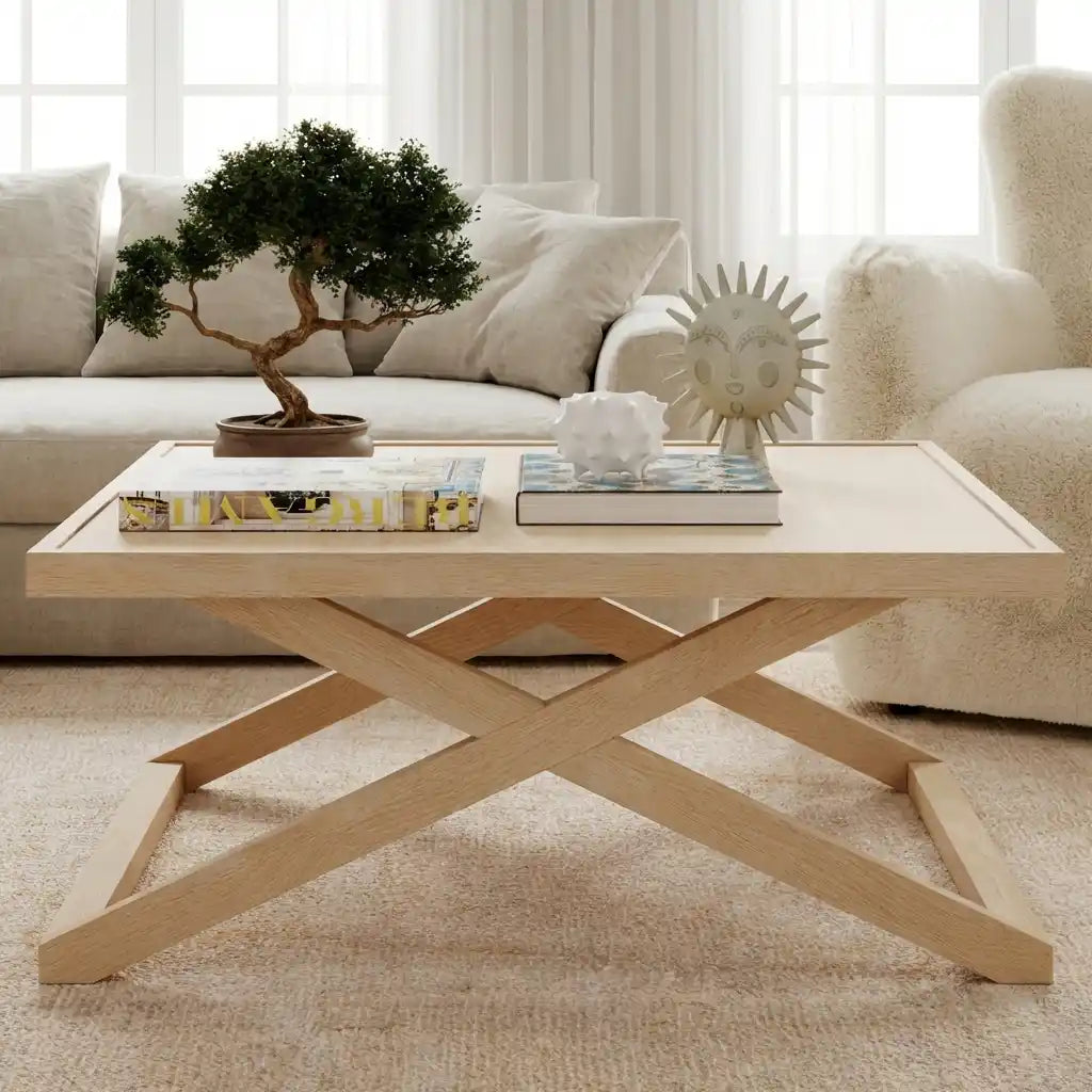 Small Square Coffee Table in Light Oak and Black