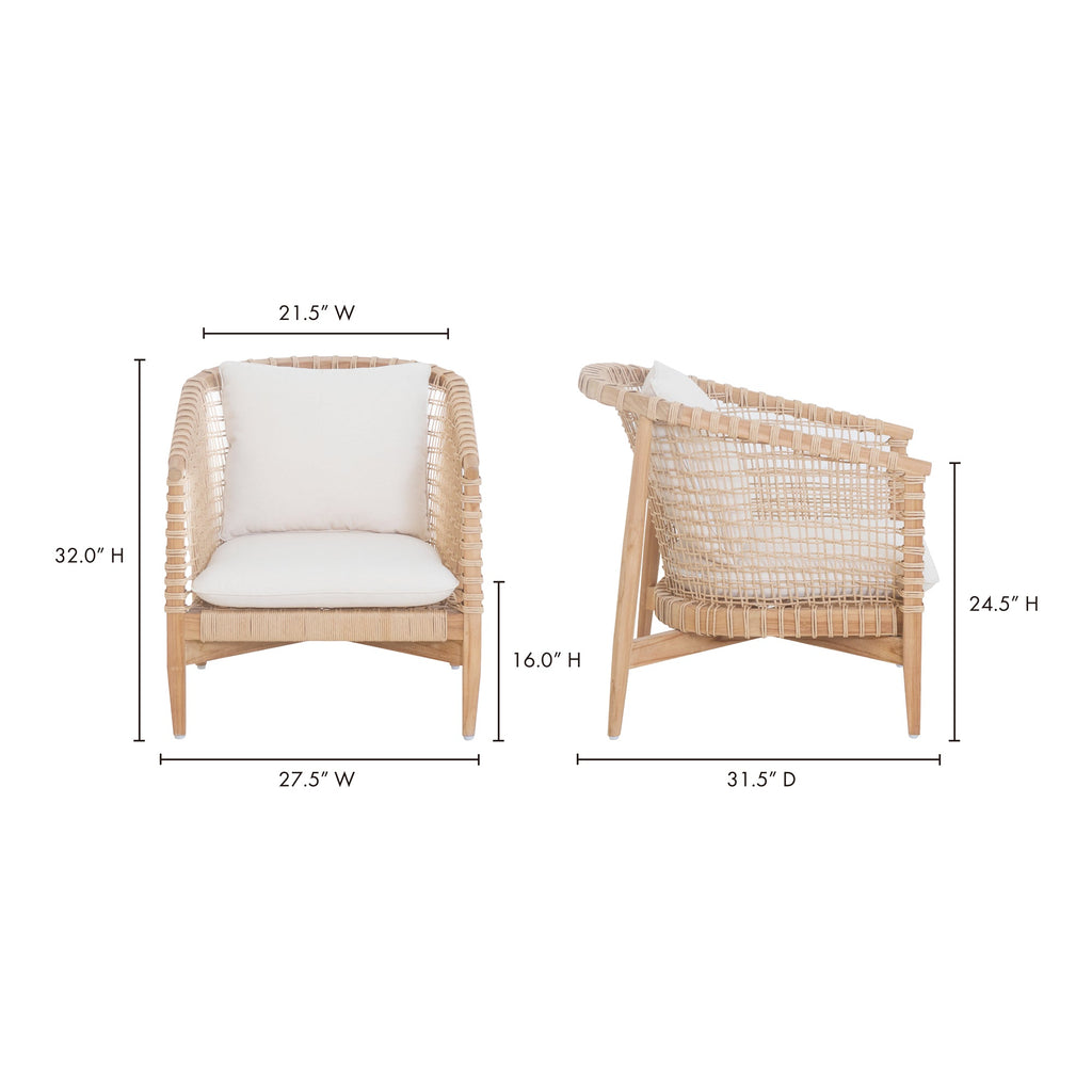 Moe's Home Kuna Outdoor Lounge Chair White