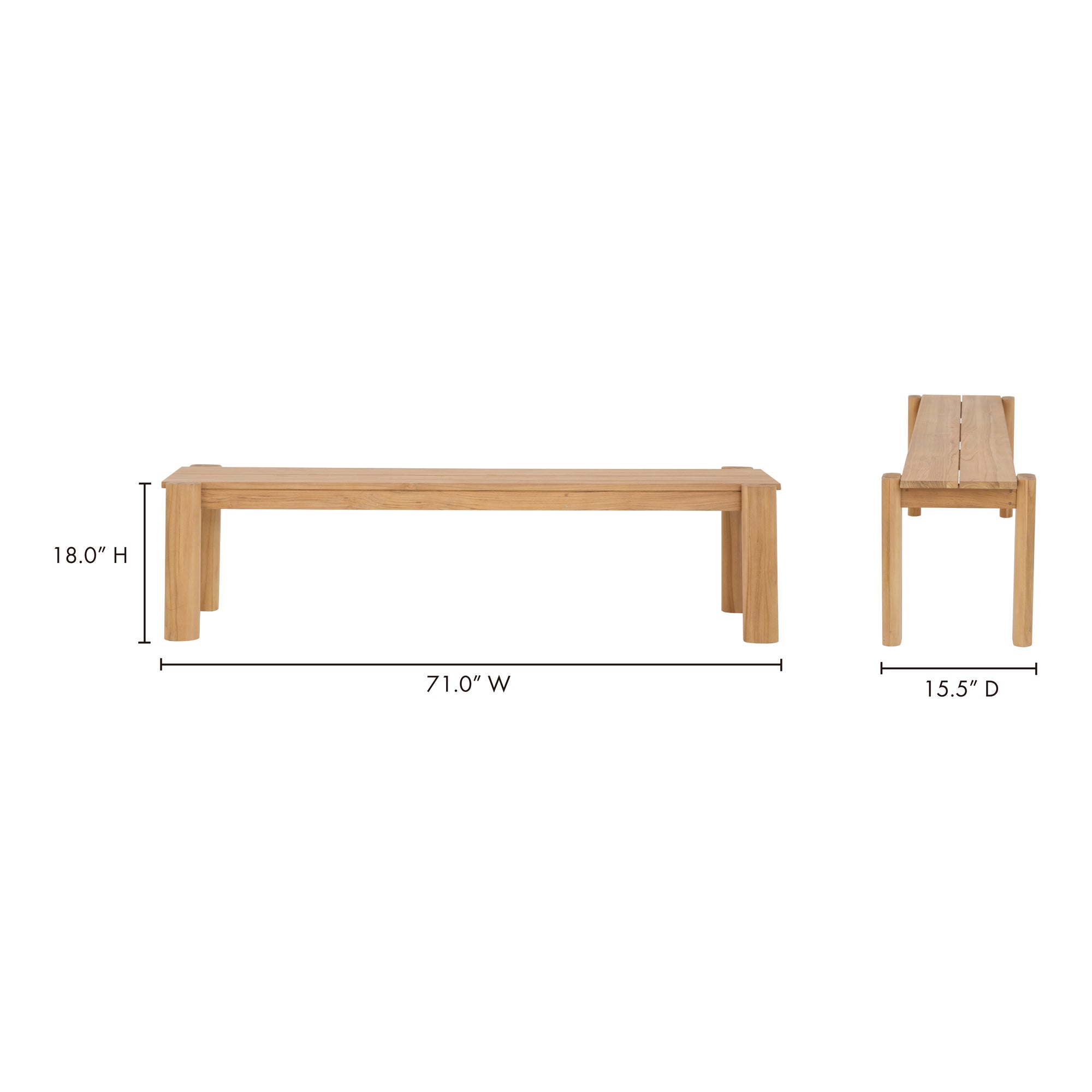 Moe's Home Tempo Outdoor Dining Bench Natural
