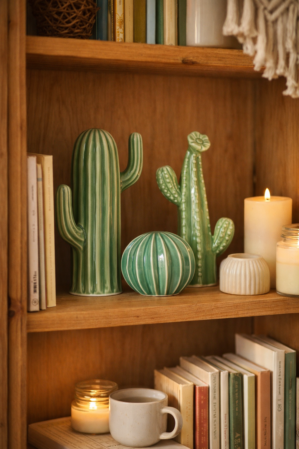 Ceramic Cactus Decorative Sculpture