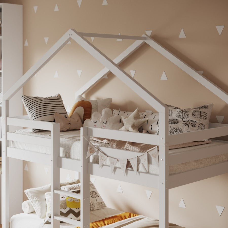 Grey House Bunk Bed for Kids – Nest Modern Wooden Bunk Bed