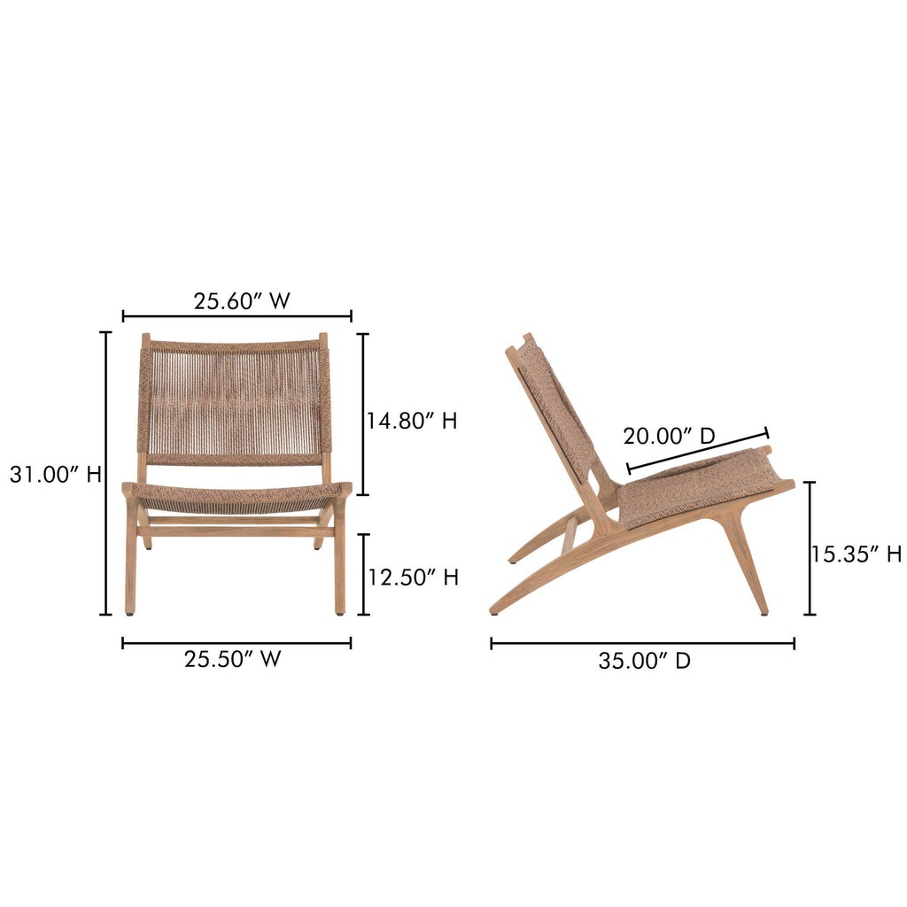 Moe's Home Palma Outdoor Lounge Chair Warm Brown
