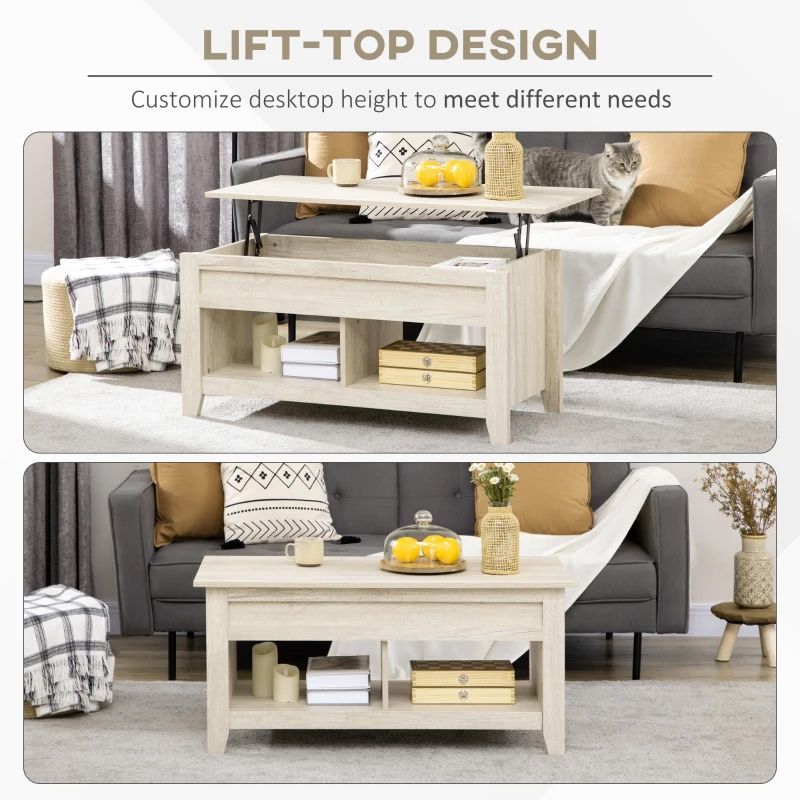 Lift Top Coffee Table with Storage – Brown Wooden Modern Living Room Table UK