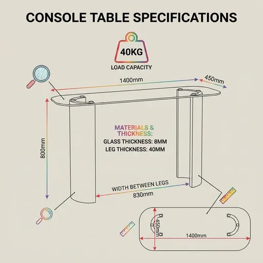 Modena Console Table – Clear Glass & Cream Marble