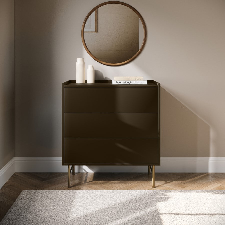Modern 3 Drawer Chest – Khaki Bedroom Storage Cabinet