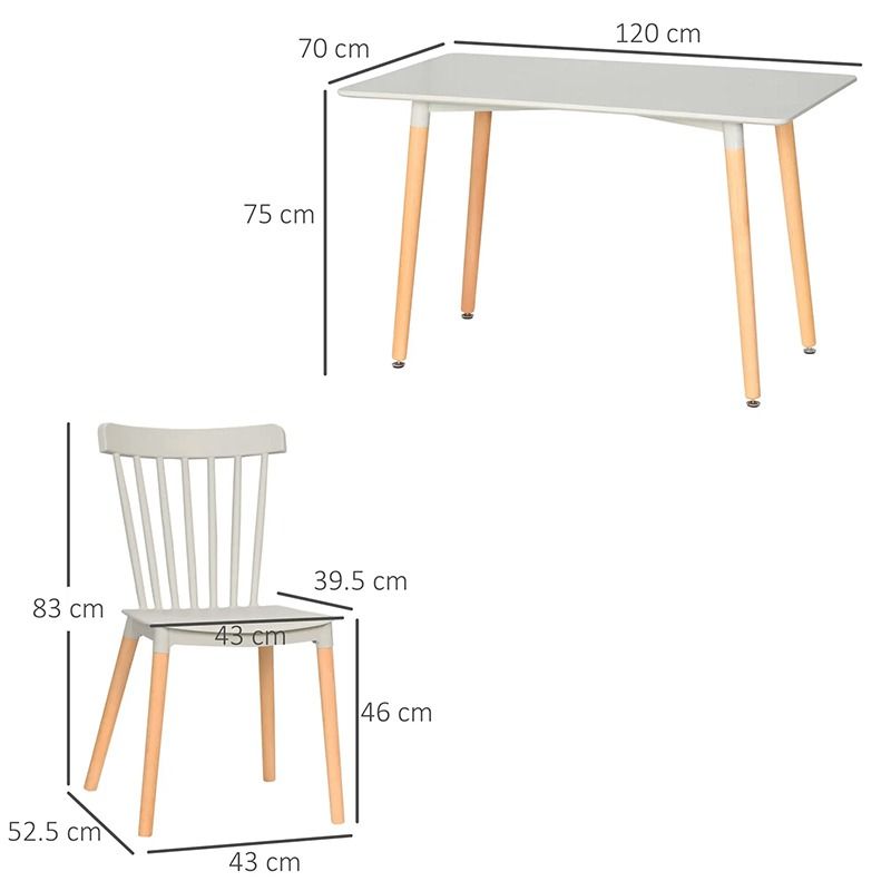 5 Piece Dining Table & Chairs Set – Modern Grey Dining Room Furniture UK