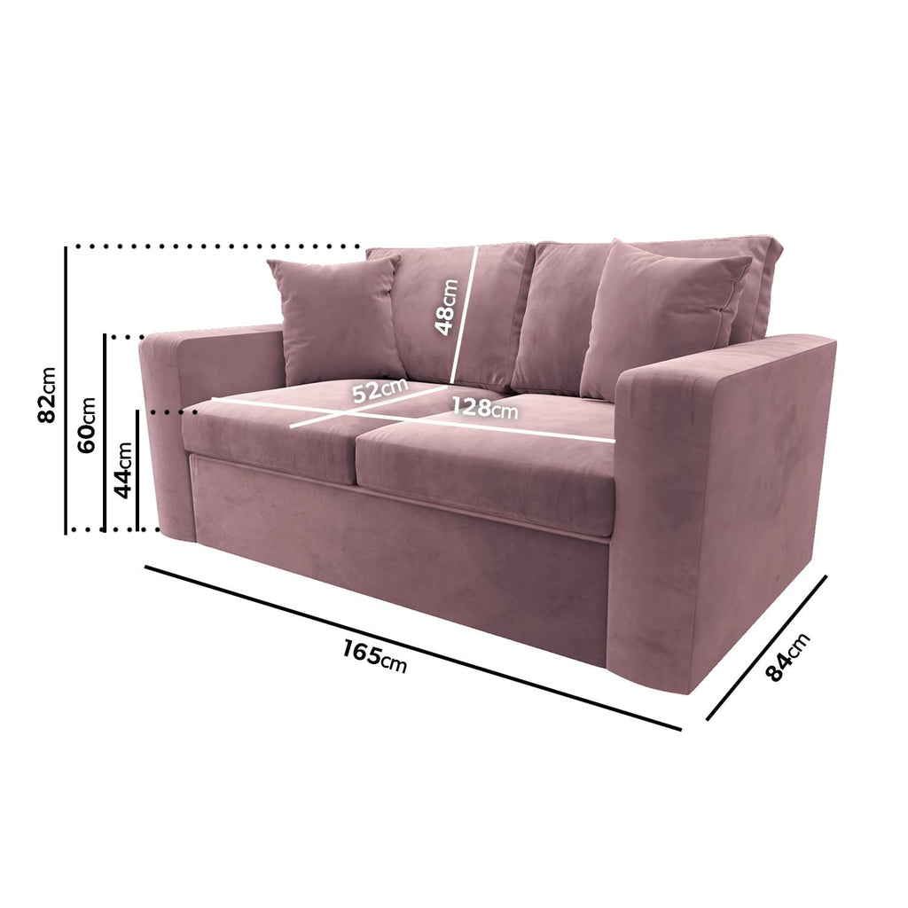 2 Seater Velvet Sofa Bed – Pull-Out Double Sleeper with Cushions & Soft Upholstery – Compact No Assembly Couch for Guest Room or Lounge – Olive, Mint Green or Blush Pink