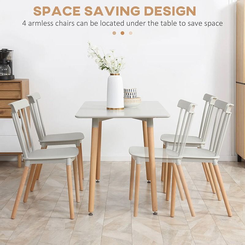 5 Piece Dining Table & Chairs Set – Modern Grey Dining Room Furniture UK