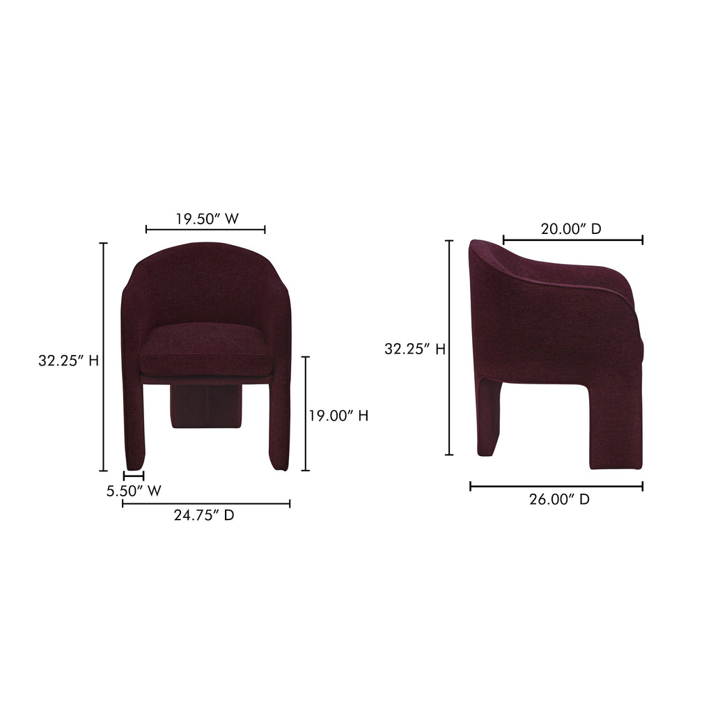 Moe's Home Clara Dining Chair Plum