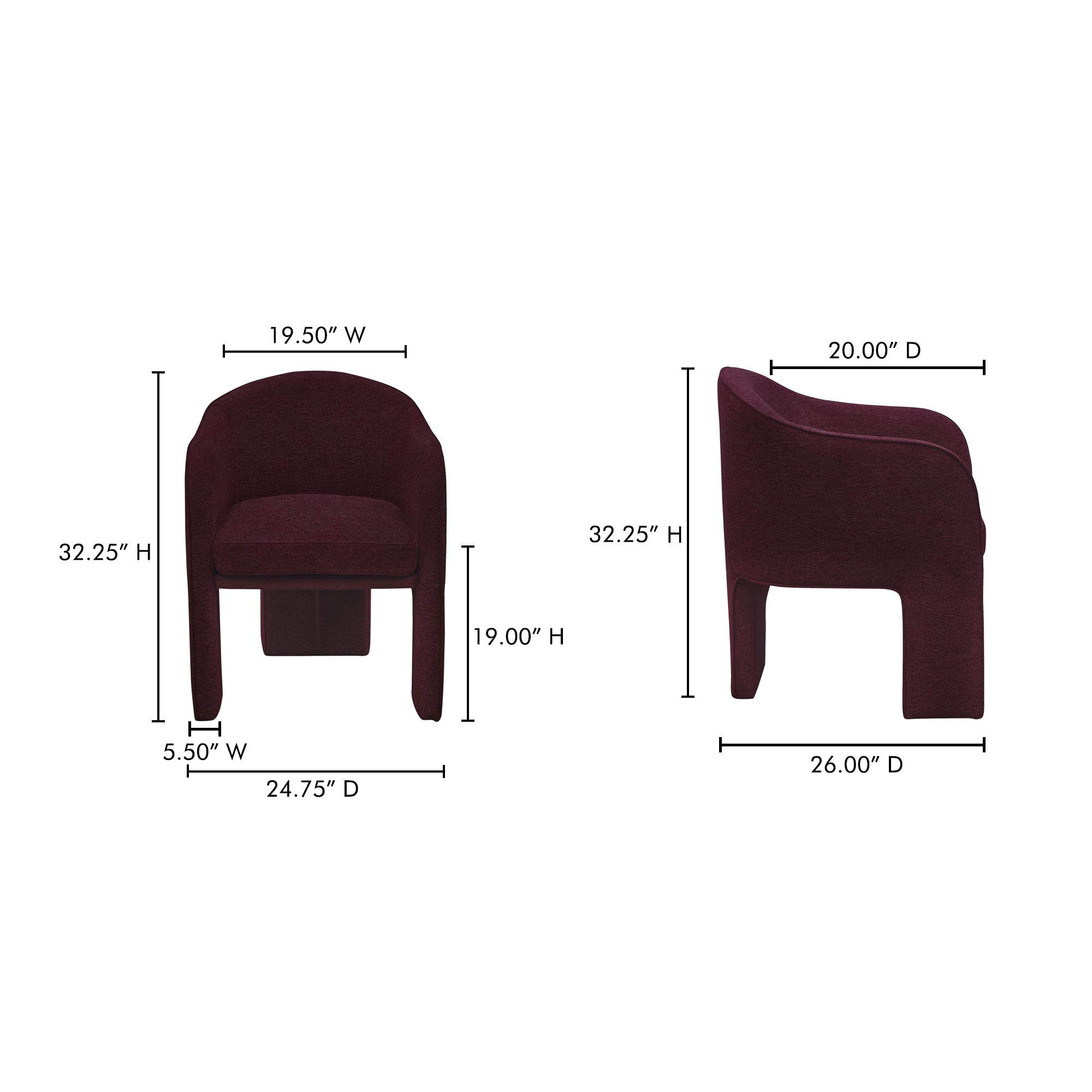 Moe's Home Clara Dining Chair Plum