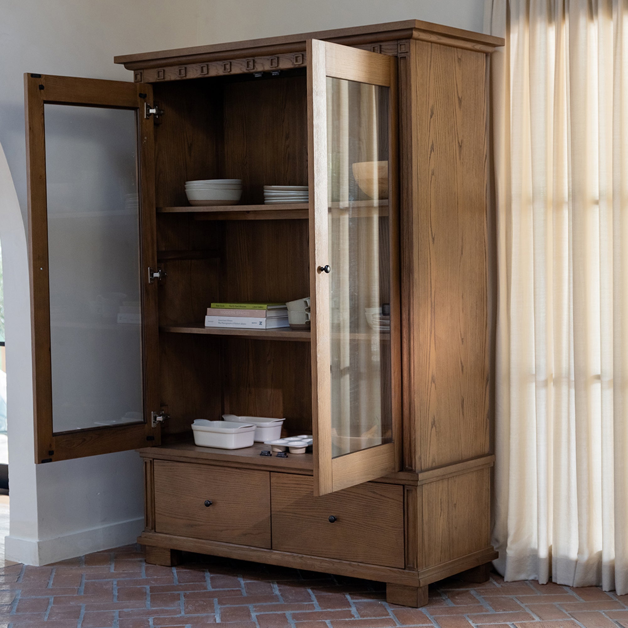 Moe's Home Lillian Tall Cabinet Brown
