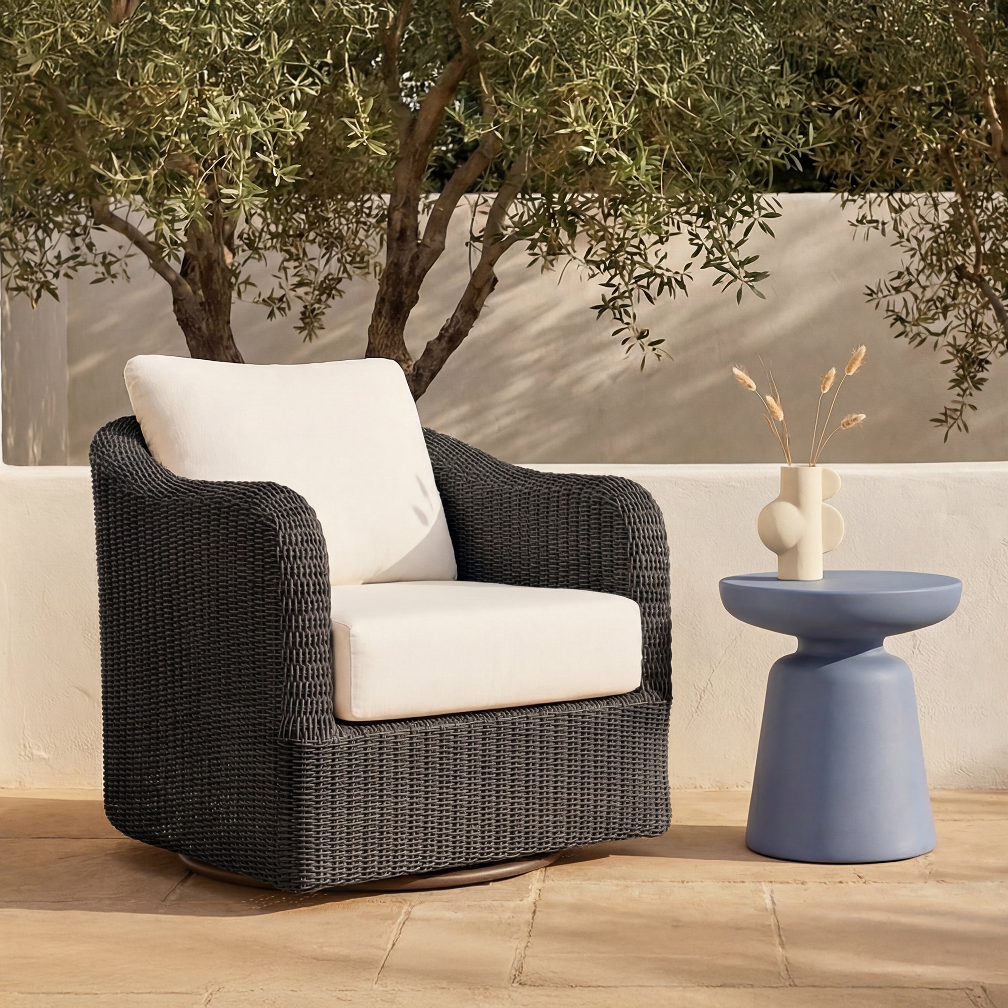 Moe's Home Bodhi Outdoor Swivel Accent Chair Charcoal