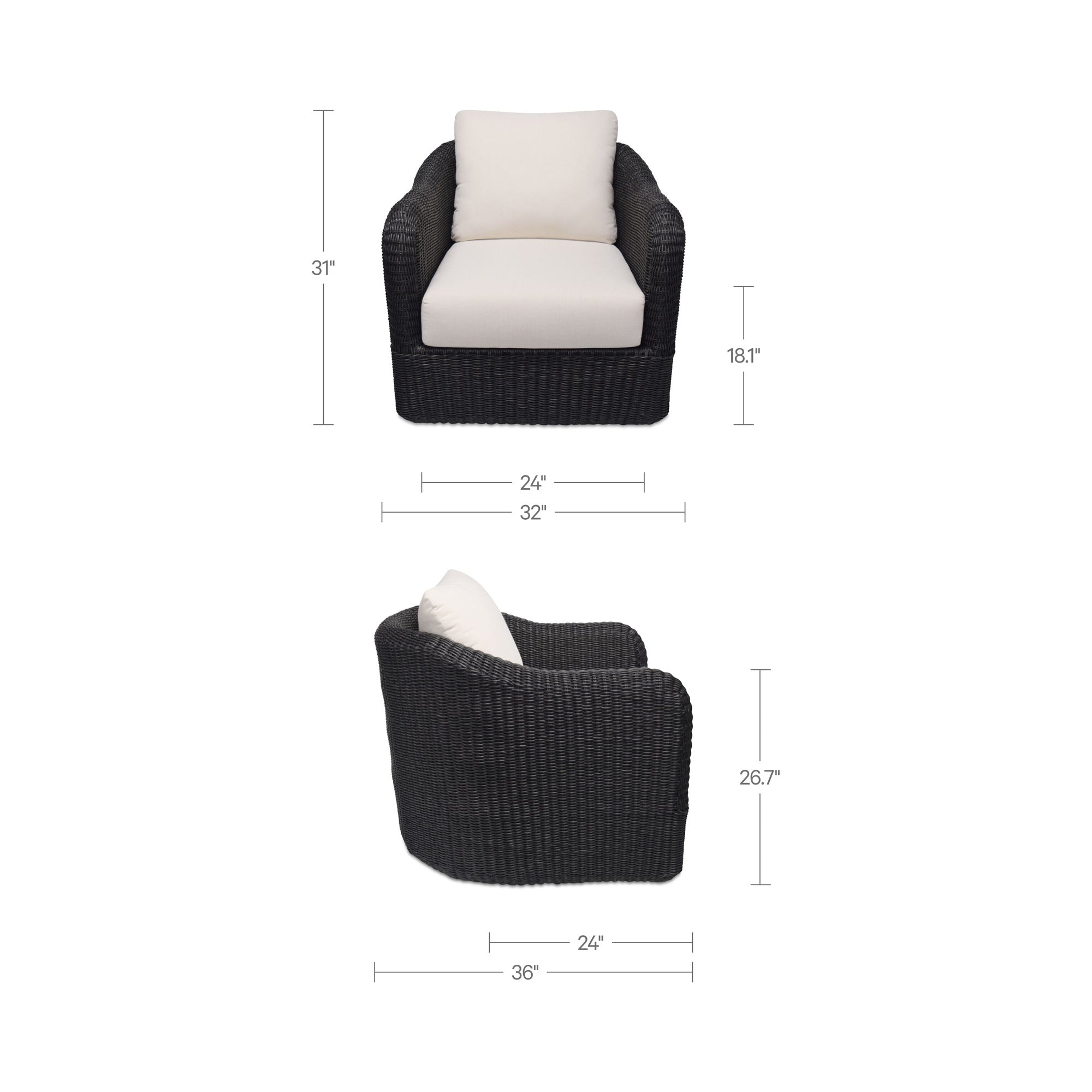 Moe's Home Bodhi Outdoor Swivel Accent Chair Charcoal