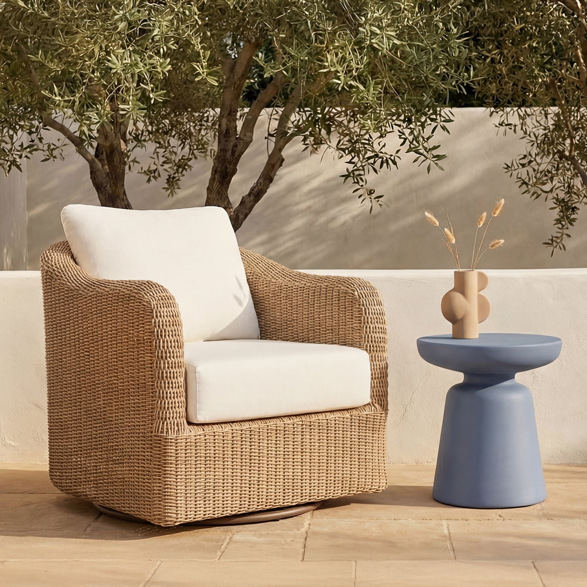Moe's Home Bodhi Outdoor Swivel Accent Chair Natural