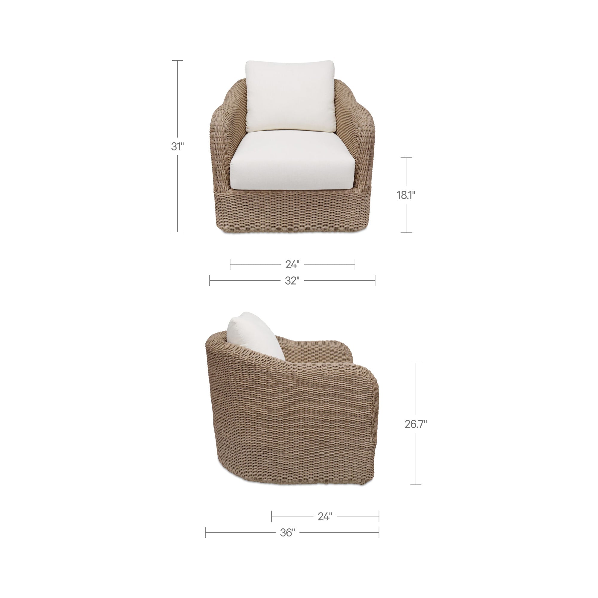 Moe's Home Bodhi Outdoor Swivel Accent Chair Natural