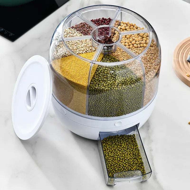 Rotating Separated Sealed Cereal Storage Container