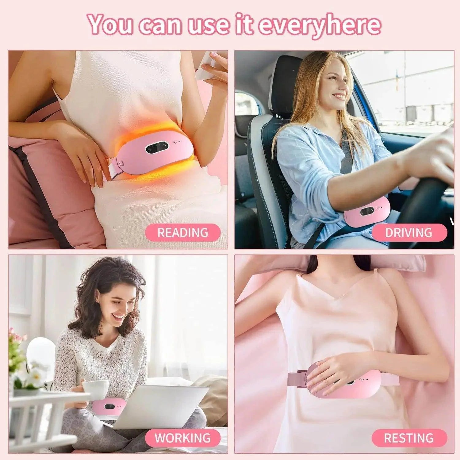 Women in Period Menstrual Heating Pad & Massage Belt