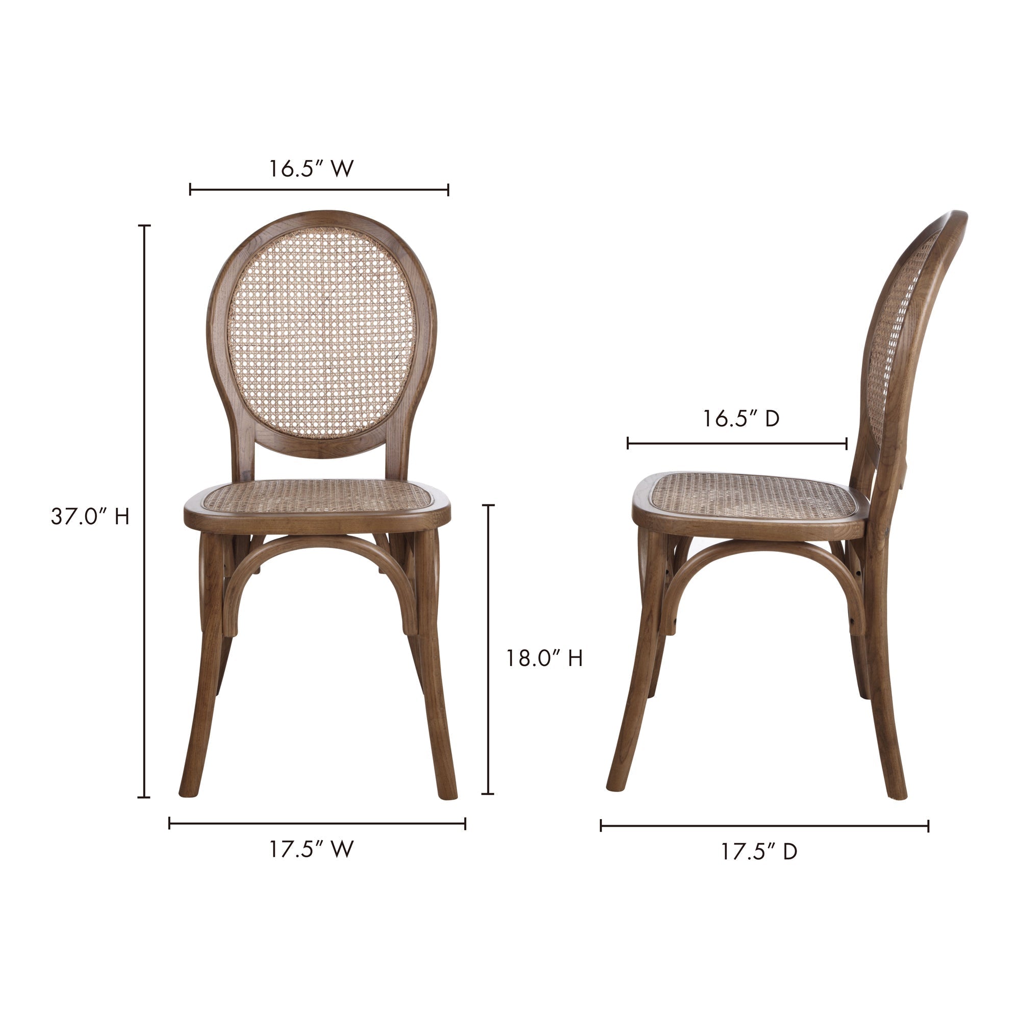 Moe's Home Rivalto Dining Chair Brown - Set of Two