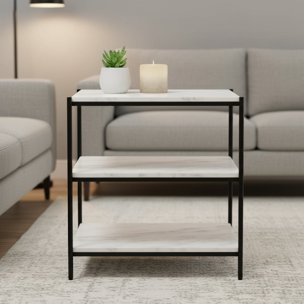 Moe's Home Trine Nightstand White Marble