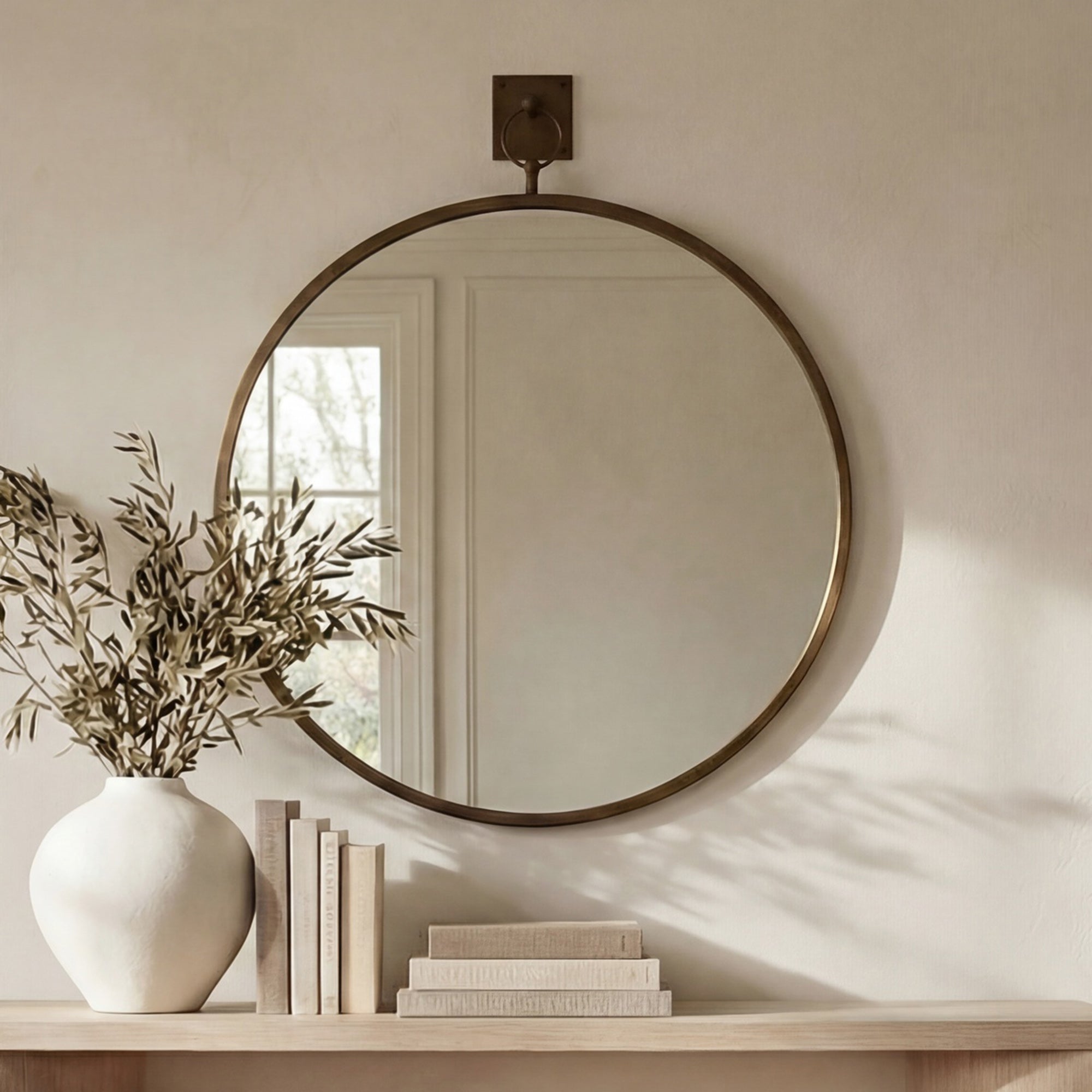 Moe's Home Cameo Mirror Aged Brass