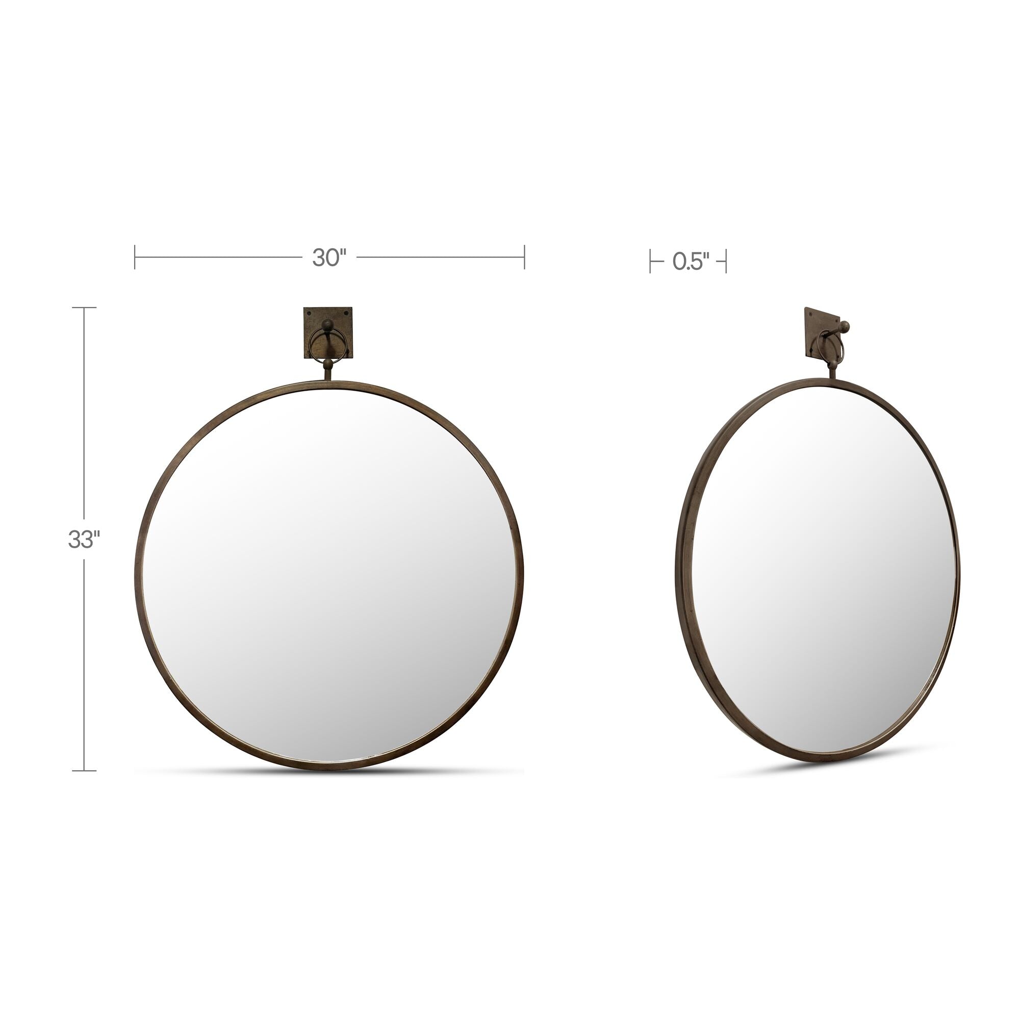 Moe's Home Cameo Mirror Aged Brass