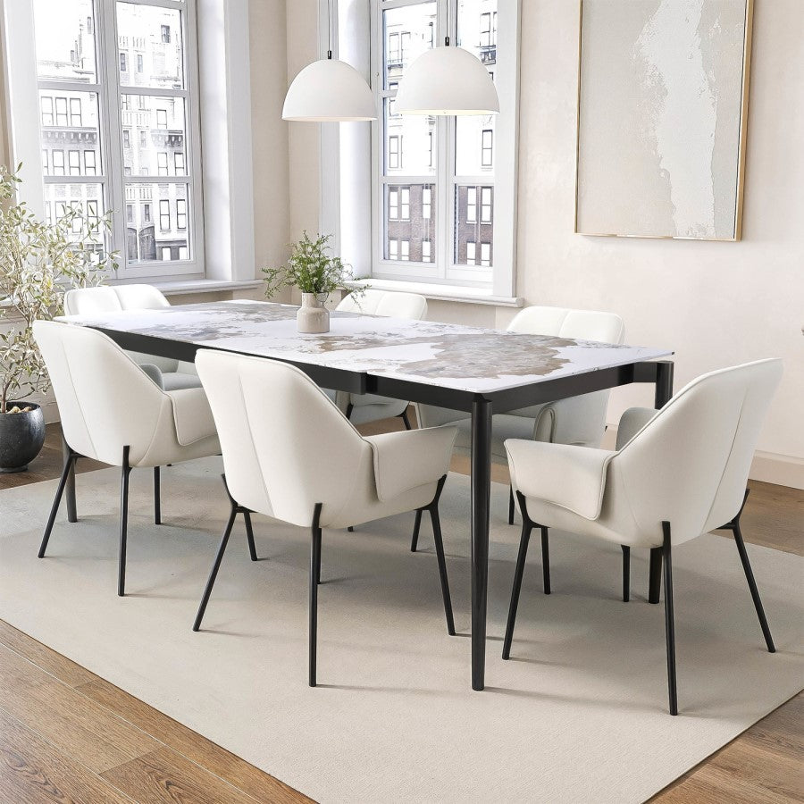Fiona Set of 2 Cream Upholstered Dining Chairs with Arms – Modern Design