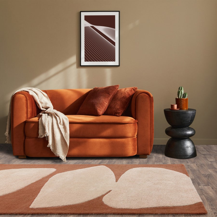 Rust Rug 170 x 120 cm – Modern Collage Design Area Rug for Living Room – Canvas