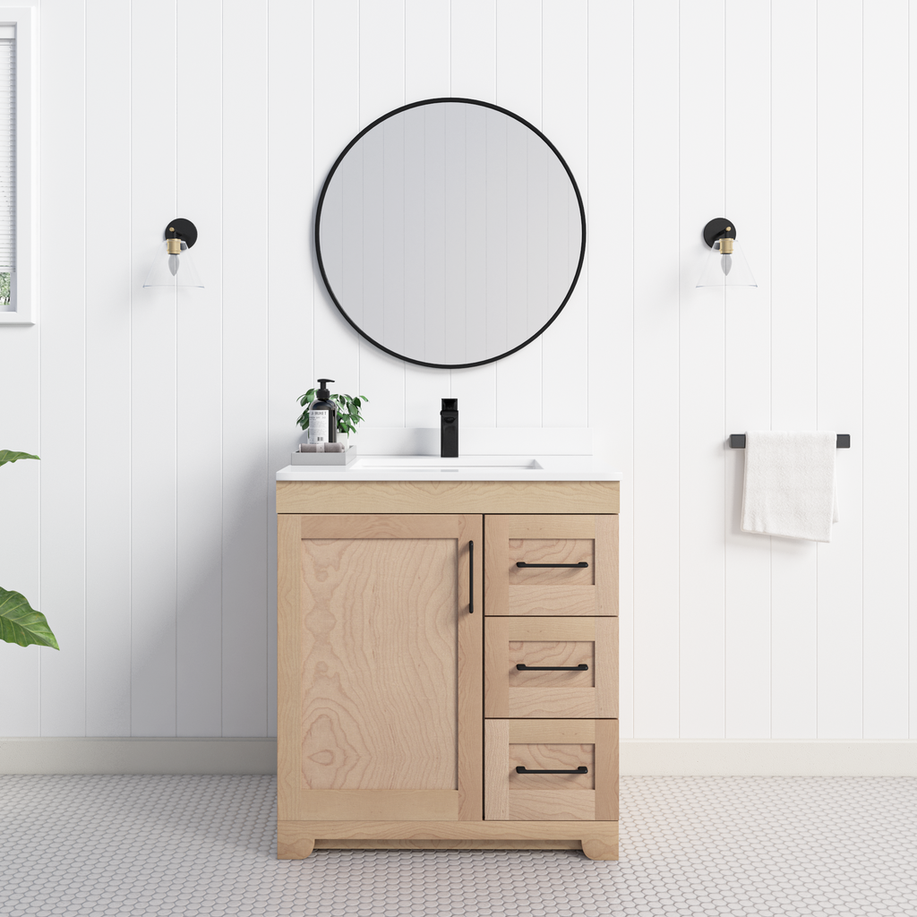 Chester 30" Solid-Wood Vanity with Quartz Countertop