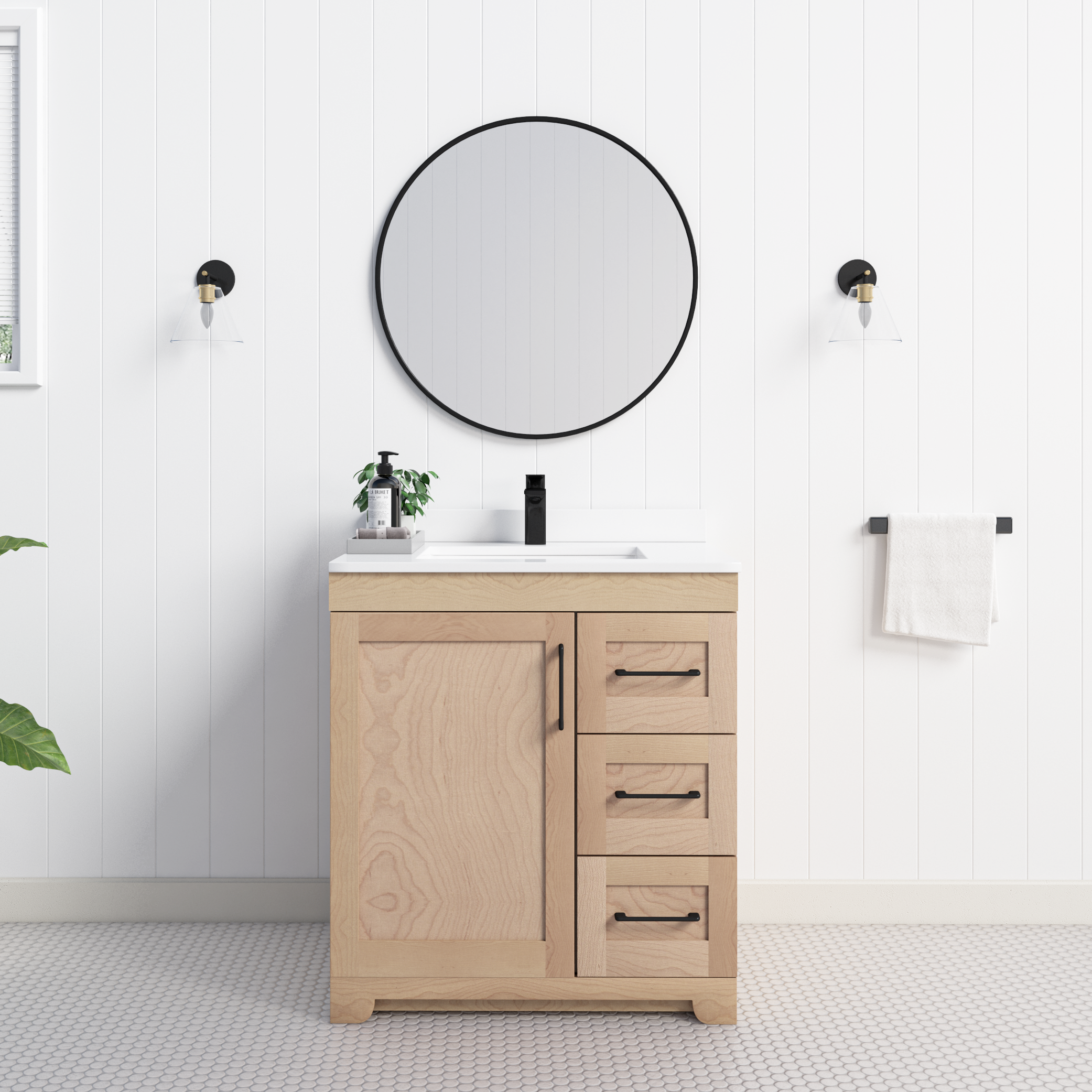 Chester 30" Solid-Wood Vanity with Quartz Countertop
