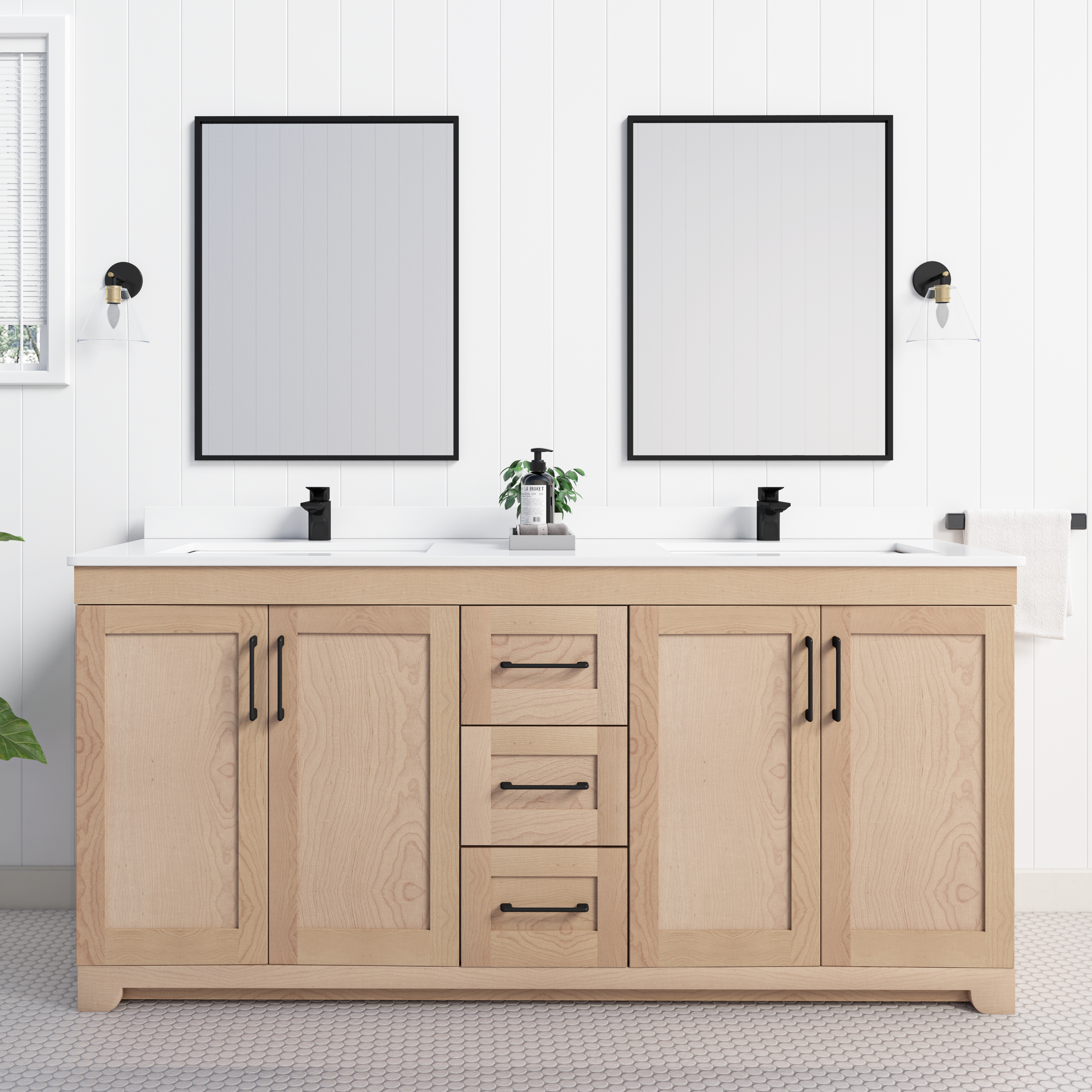 Chester 72" Double Sink Solid-Wood Vanity with Quartz Countertop