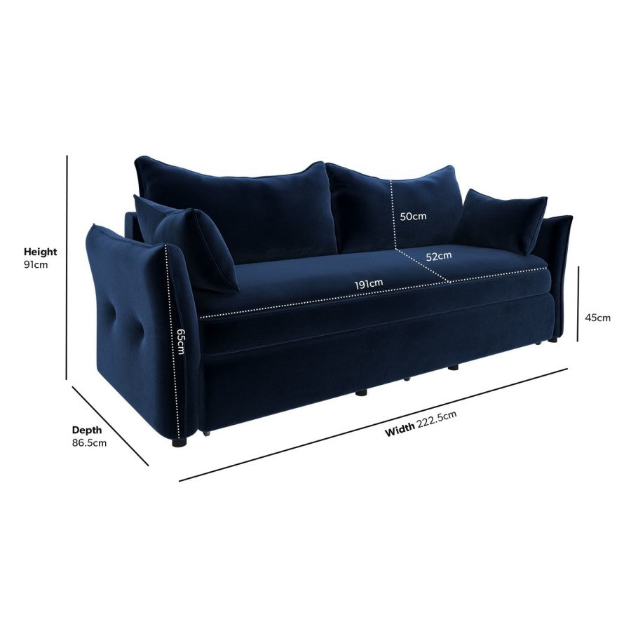 Velvet Futon Sofa Bed with Storage 3 Seater Convertible Sleeper for Modern UK Homes