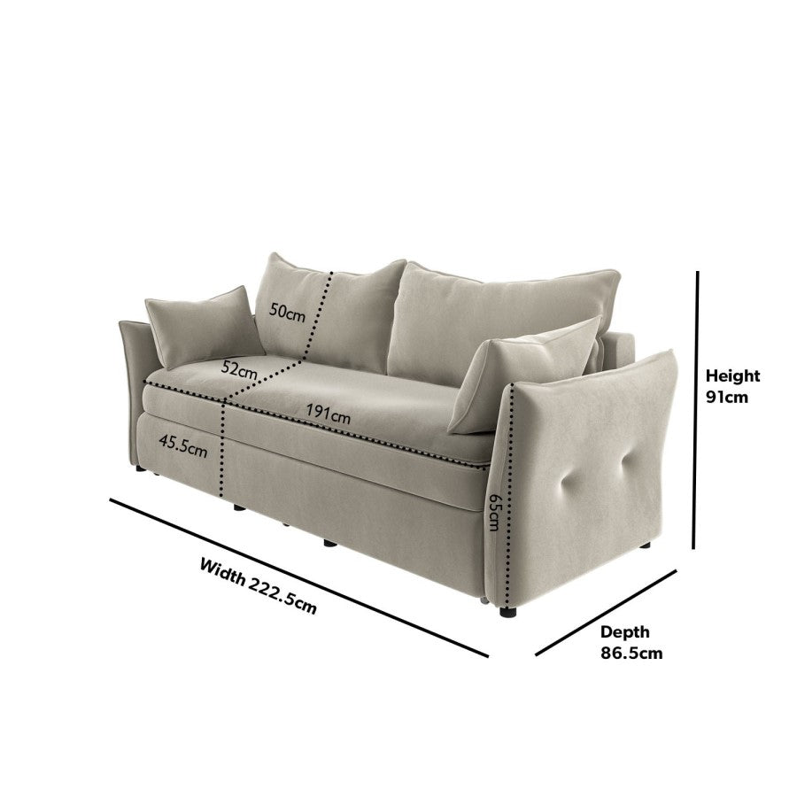 Velvet Futon Sofa Bed with Storage 3 Seater Convertible Sleeper for Modern UK Homes