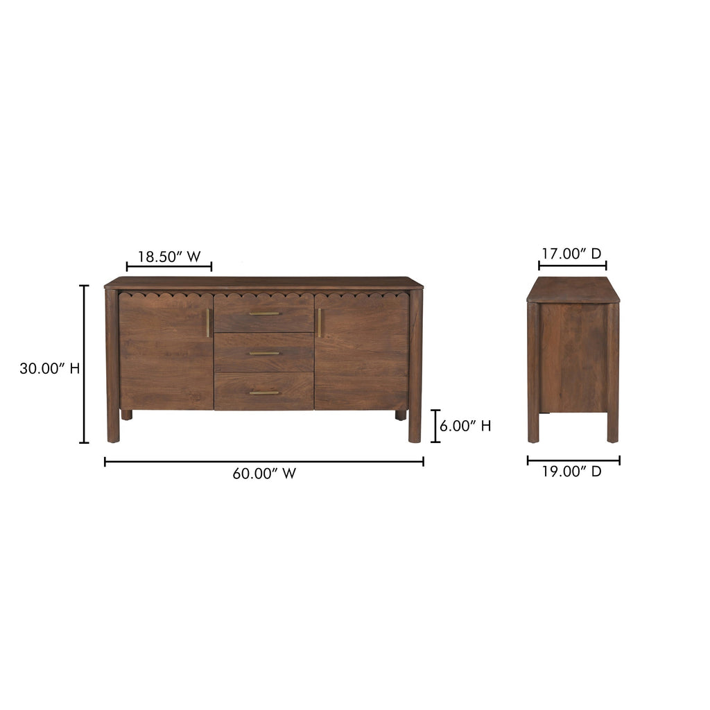 Moe's Home Wiley 3 Drawer Sideboard Vintage