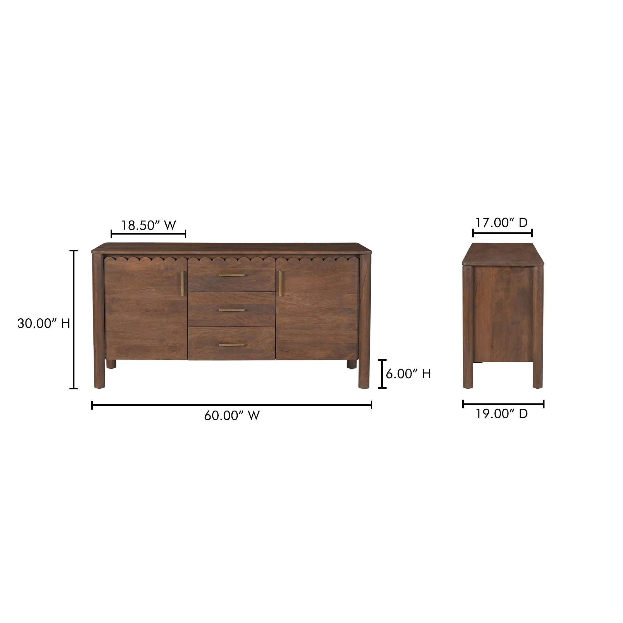 Moe's Home Wiley 3 Drawer Sideboard Vintage
