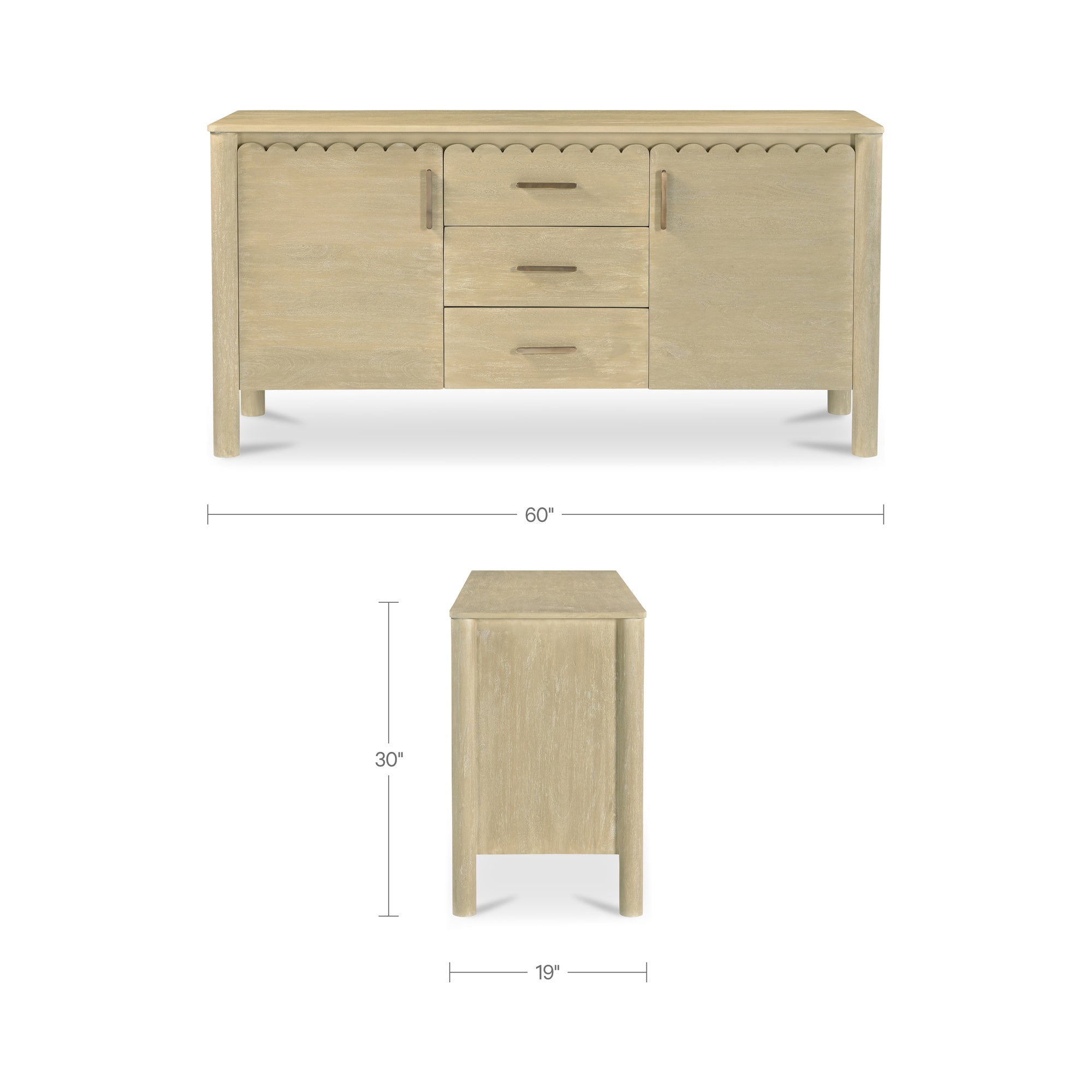 Moe's Home Wiley 3 Drawer Sideboard Vintage