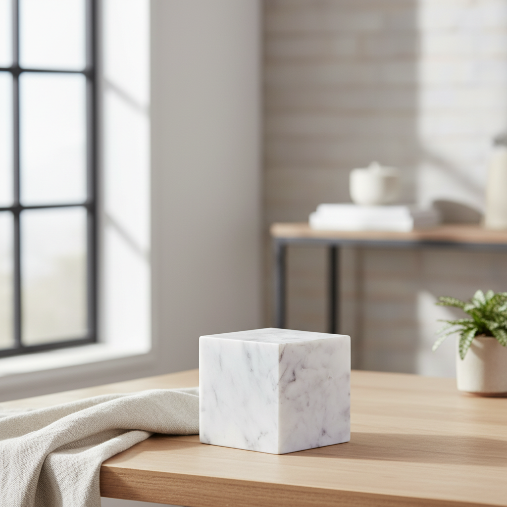 Moe's Home Cora Cube Tabletop Accent Banswara Purple White Marble