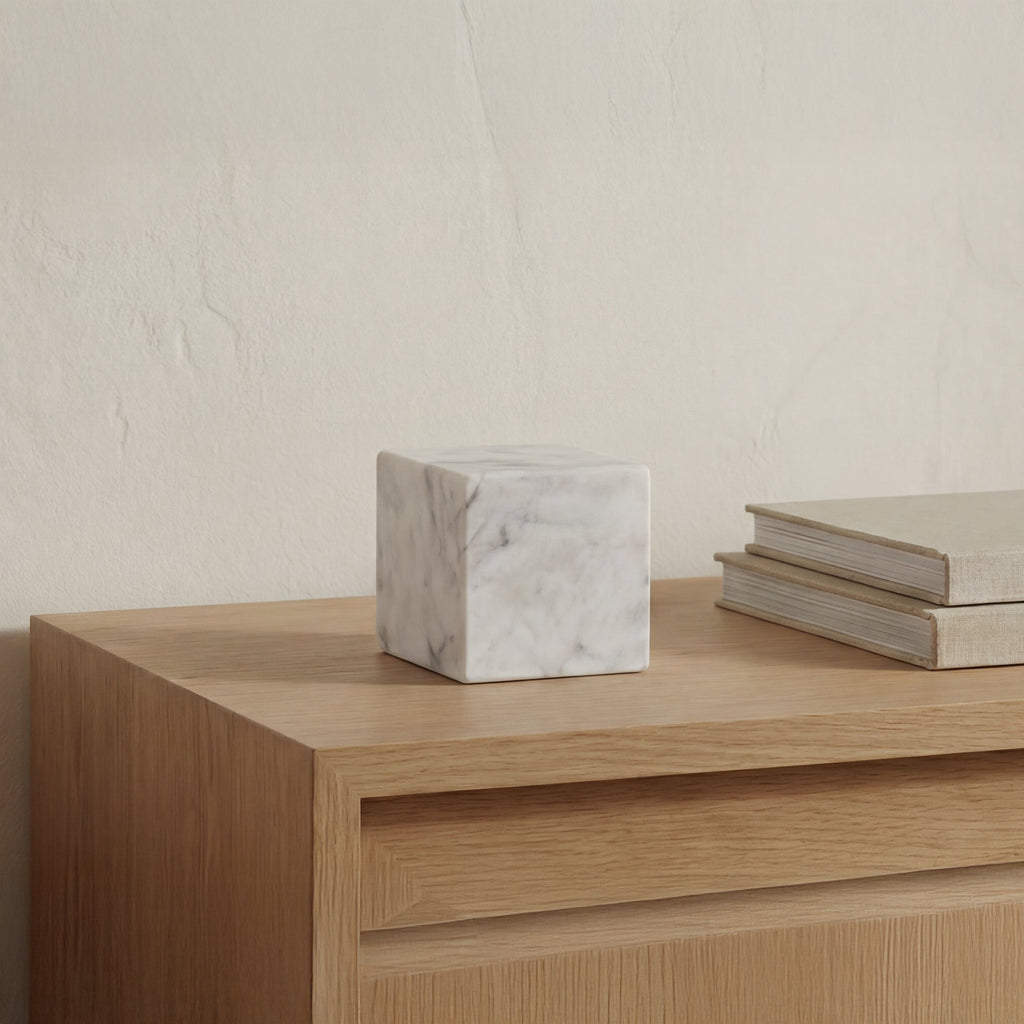 Moe's Home Cora Cube Tabletop Accent Banswara Purple White Marble
