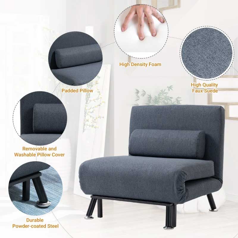 Single Sofa Bed Sleeper – Dark Grey | Compact Space-Saving Guest Bed for Modern UK Homes