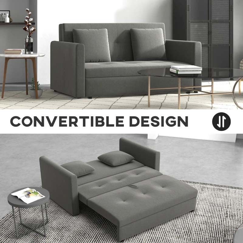 Light Grey 2 Seater Sofa Bed Modern Compact Sleeper for Small Spaces in UK