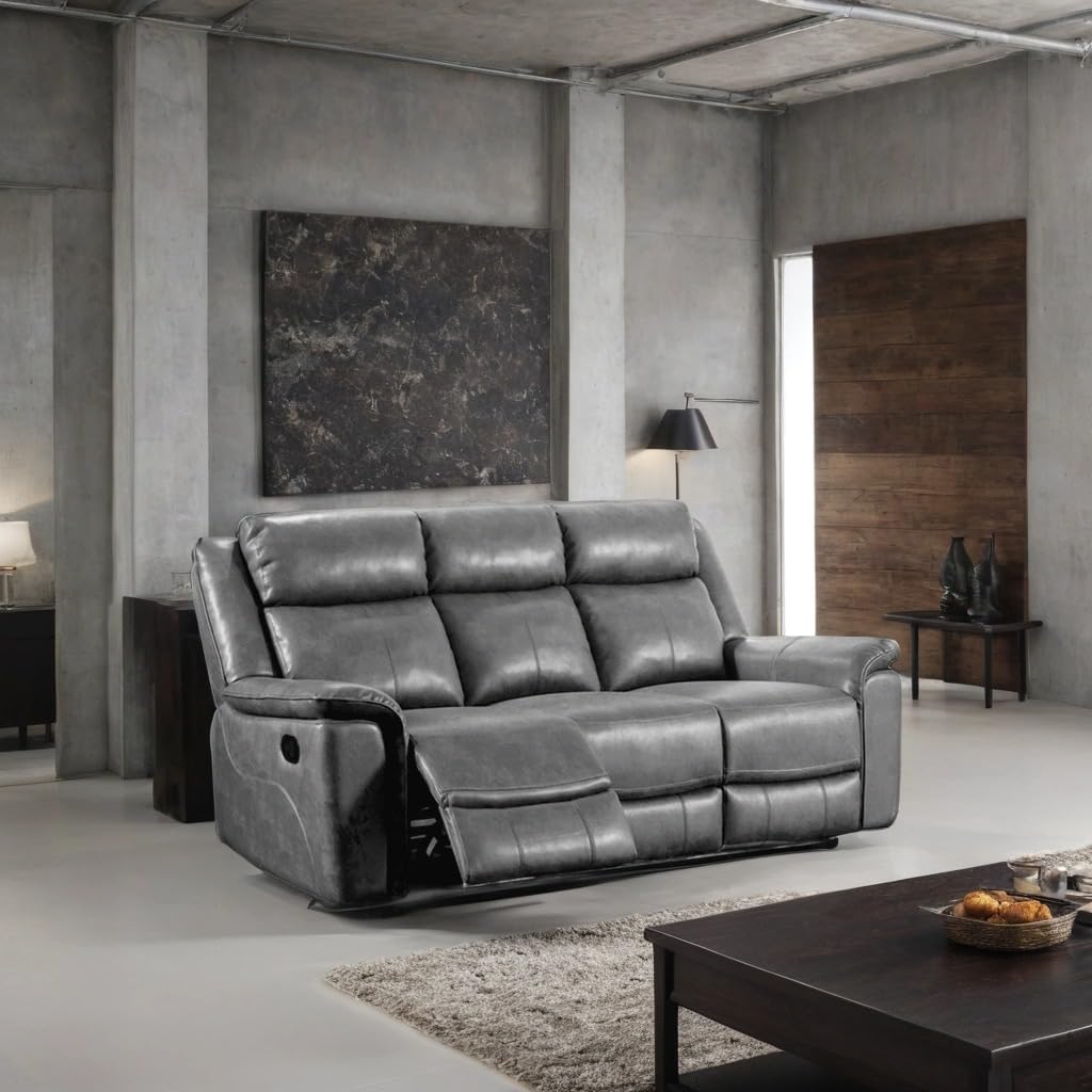 Toronto 3+2 Seater Reclining Leather Sofa Set – Manual Recliners – Leathaire Upholstery – Padded Arms – Living Room Sofas