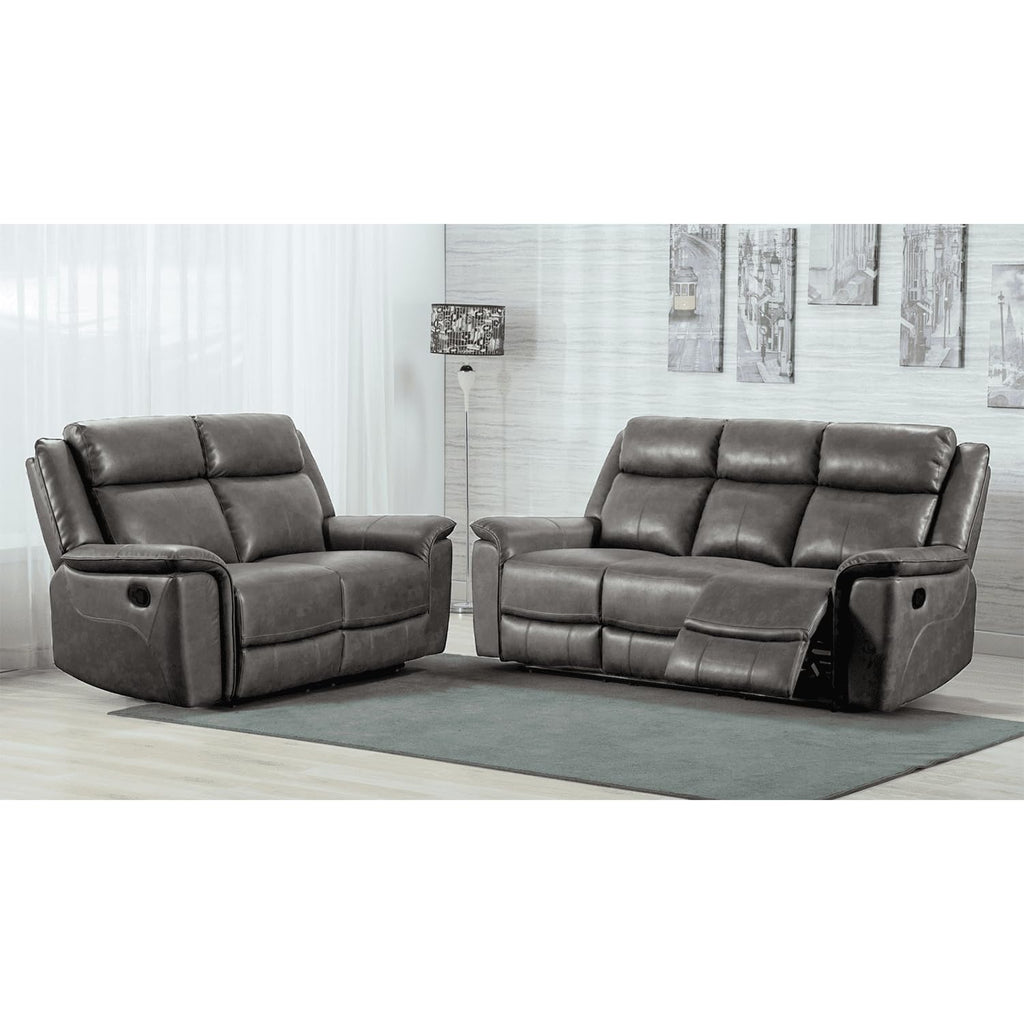 Toronto 3+2 Seater Reclining Leather Sofa Set – Manual Recliners – Leathaire Upholstery – Padded Arms – Living Room Sofas